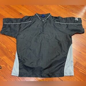 #15 Youth M  Mizuno Black and Gray 1/4 zip batting cage hitting jacket pullover